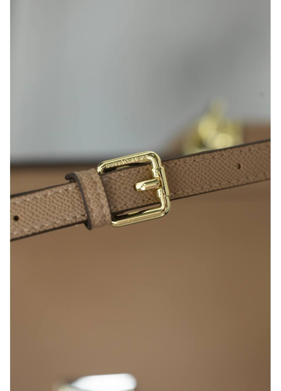 Шкіряна сумка жіноча Dolce Gabbana Sicily Handbag Beige/Gold класична бежева Дольче Габана кросс боді No Brand (369141426)