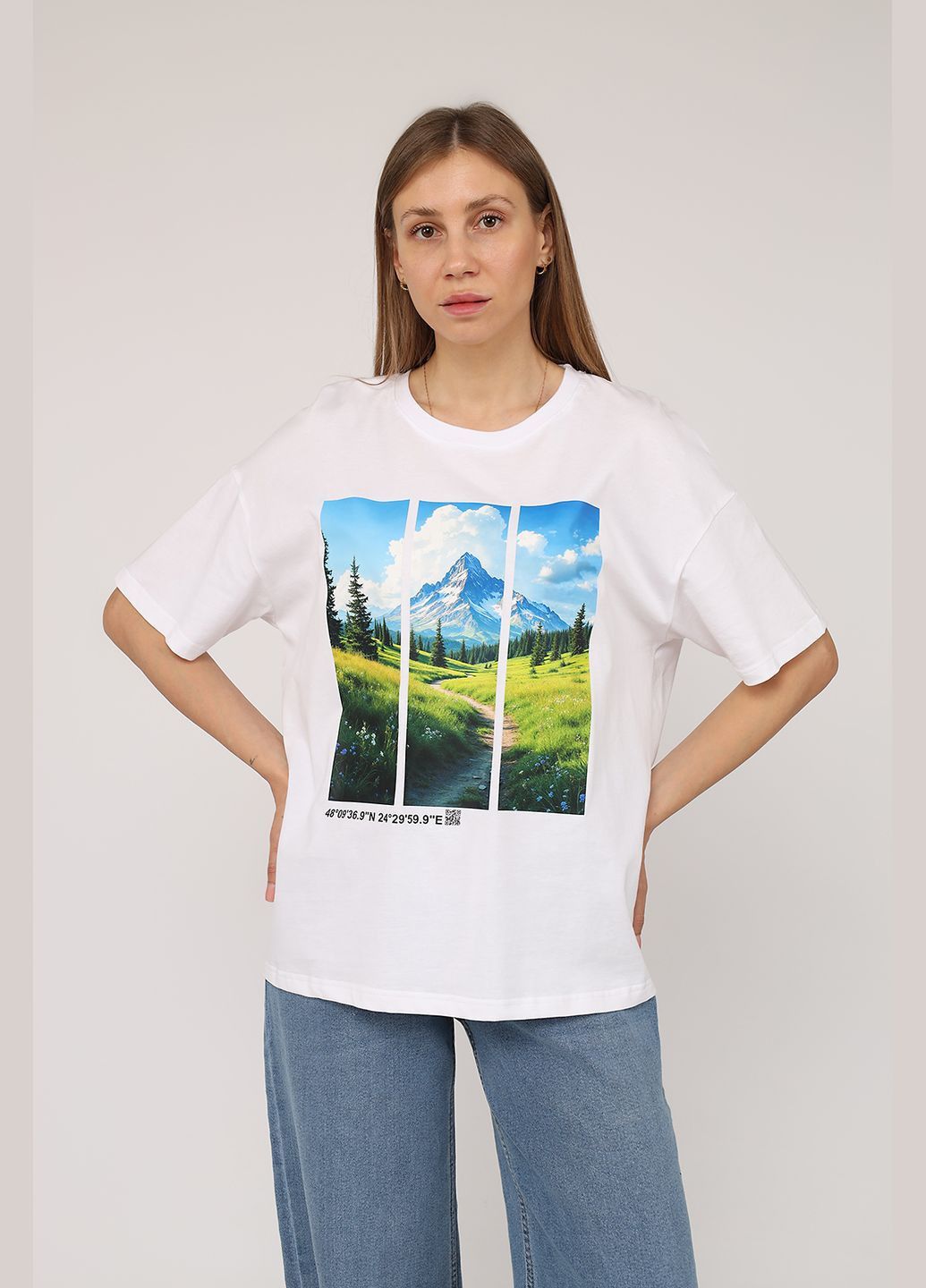 Футболка с коротким рукавом женская цвет белый CB-00274610 Yuki - (330222750)