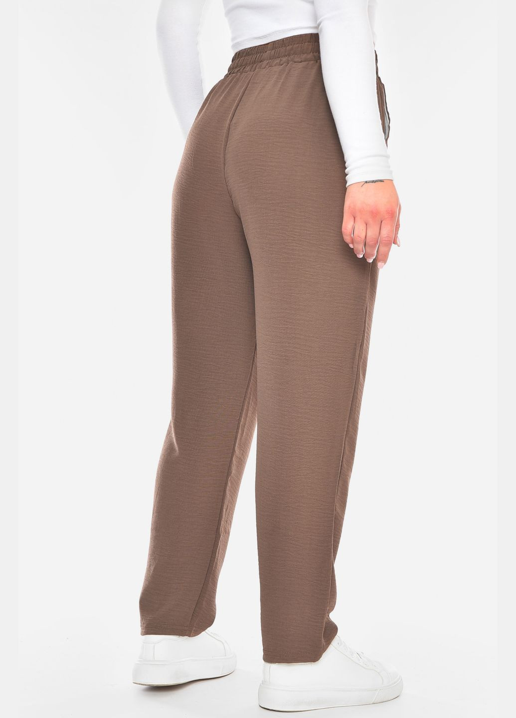 Штаны женские однотонные коричневого цвета Let's Shop (325977547)