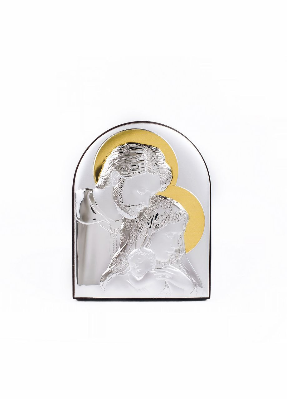 Ікона Святе Сімейство 16,3х21,3см срібна аркової форми на дереві Silver Axion (266266046)