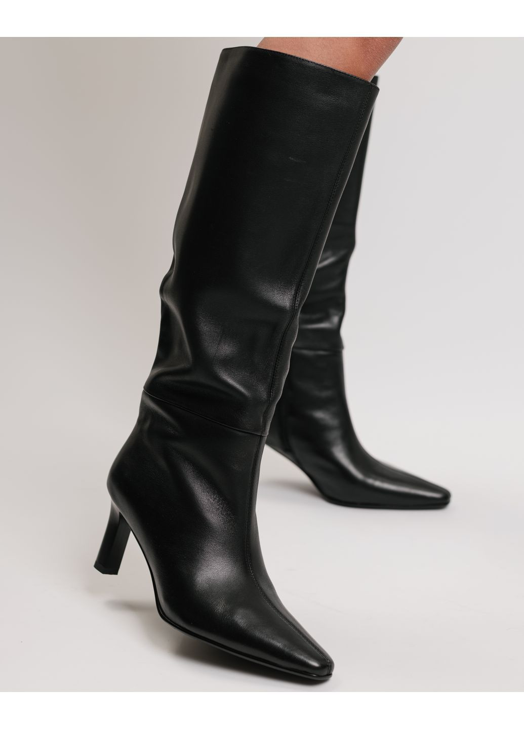 Чоботи на підборах чорна шкіра Berkonty (362027821)