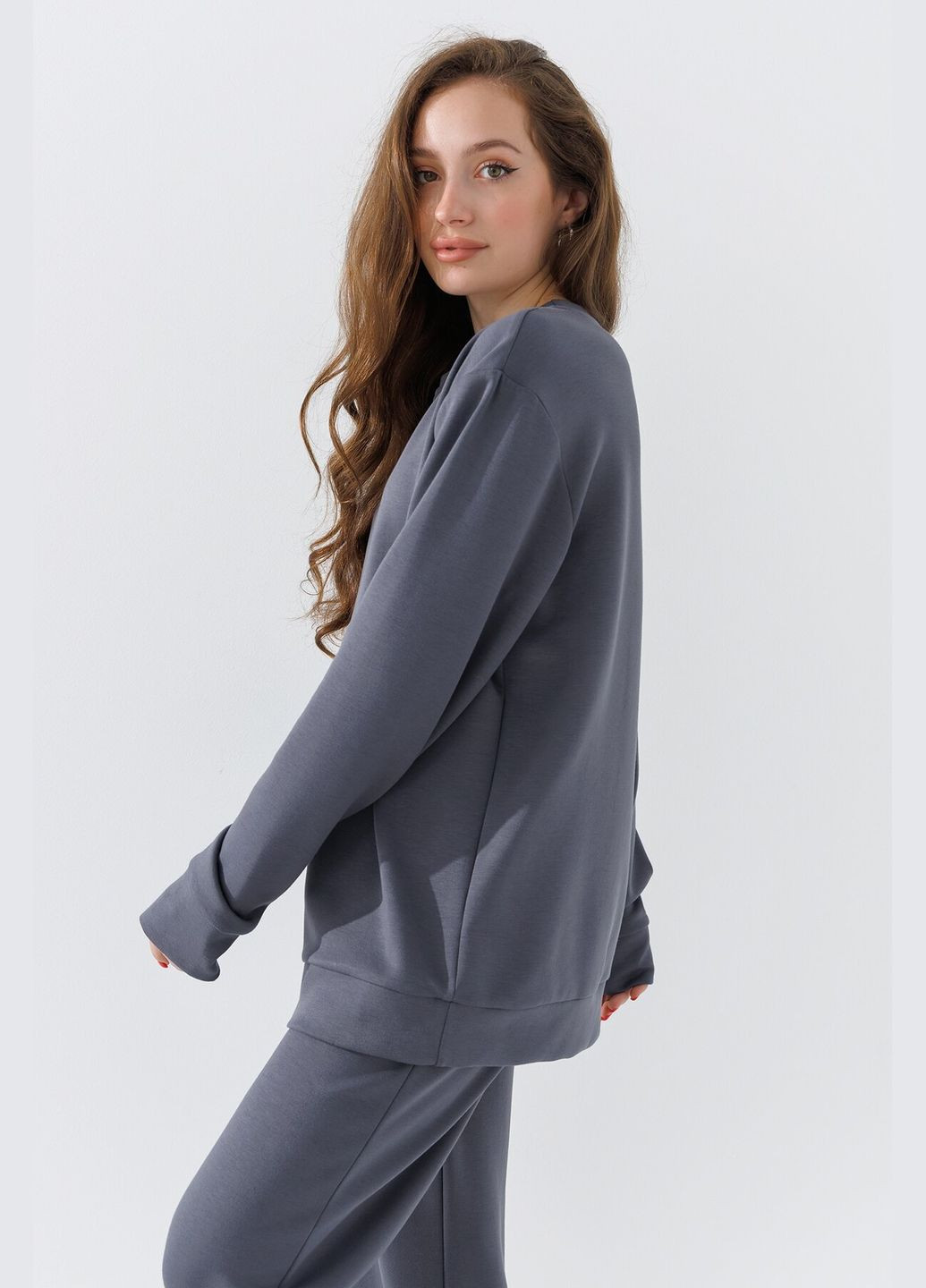 Графитовый свитшот однотонный женский 242124-k графитовый (2000990662019d) shop (2000990662019) (362895760)
