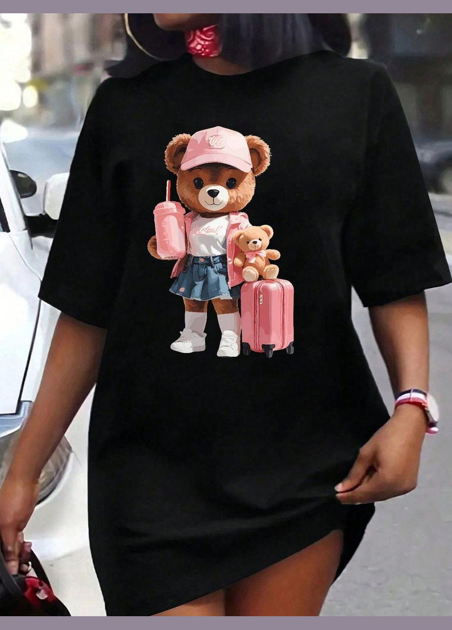 Женская футболка с принтом повседневная M Черный No Brand - (341249482)