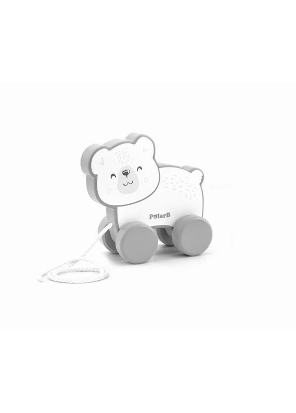 Набір дерев'яних іграшок Каталка та пірамідка Білий ведмедик (44227) PolarB (331174237)