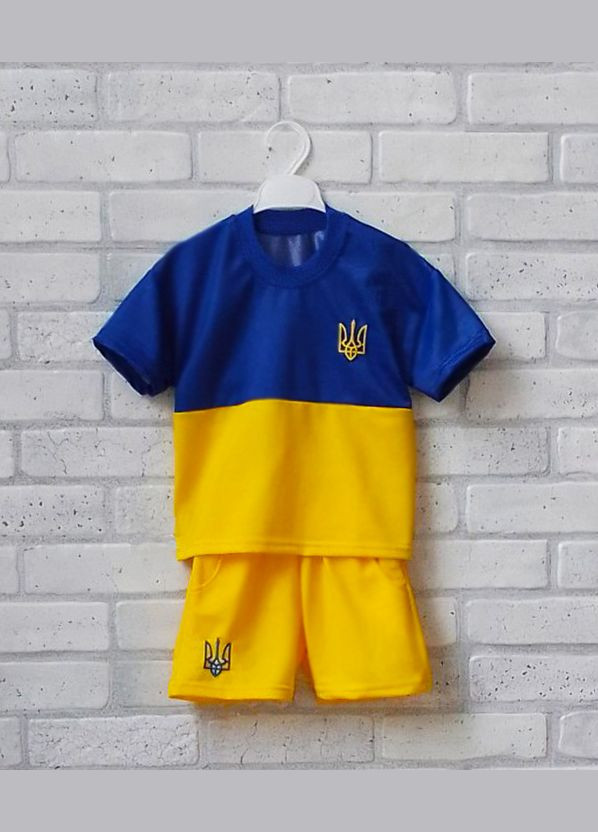 Синьо-жовтий літній літній трикотажний патріотичний костюм No Brand