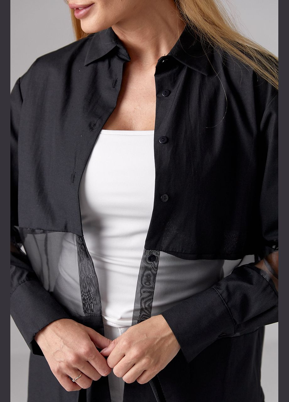 Подовжена жіноча сорочка з прозорими вставками Liton (296658558)