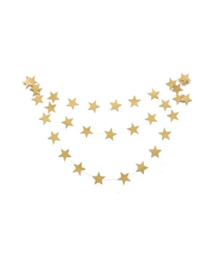 Зірочки на нитці матові 4 м на 7 см золотистий Jannet Гірлянда (317638577)