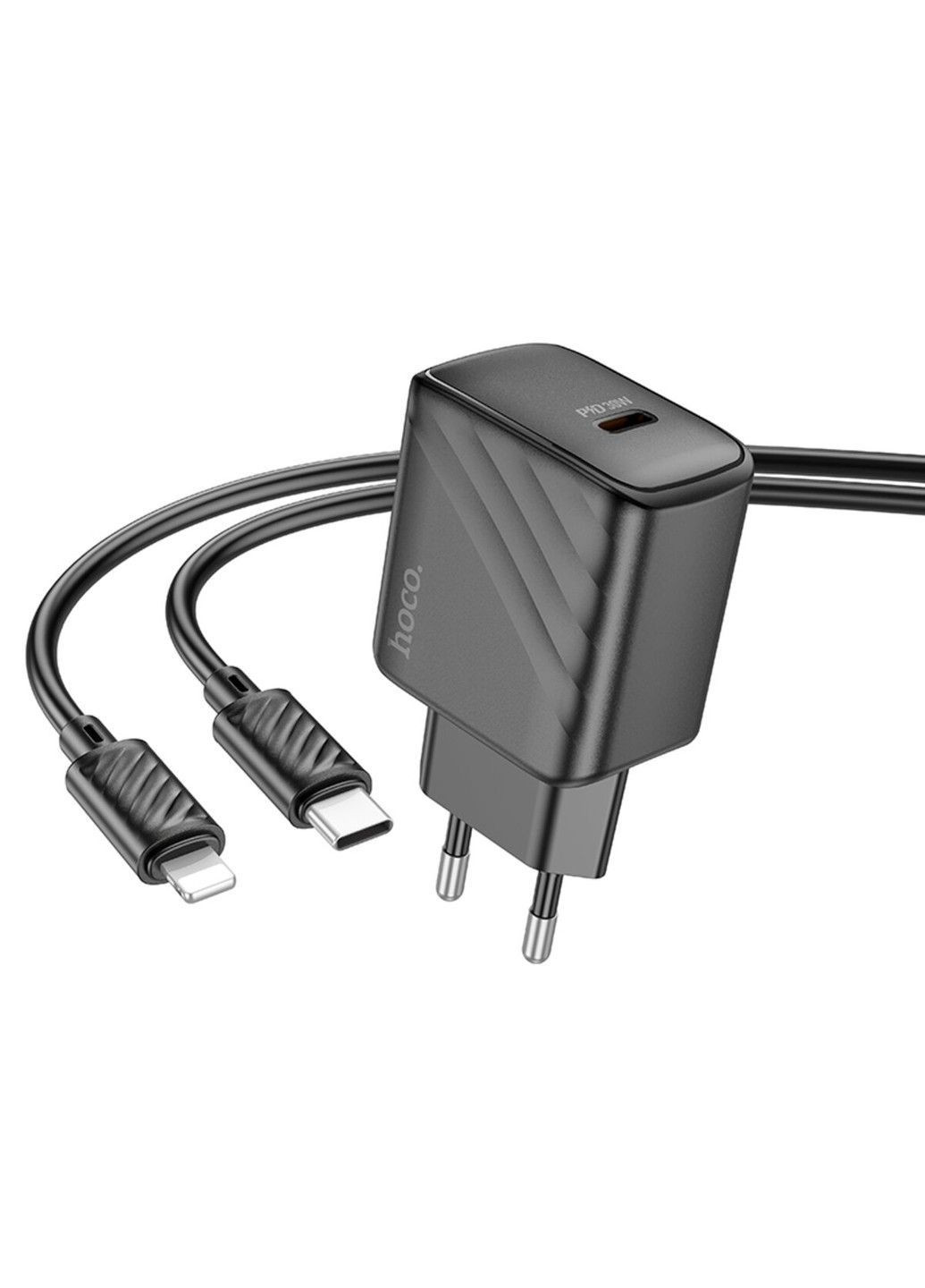 Мережевий зарядний пристрій CS22A Value single port PD30W charger set(C to iP) Black Hoco (369456805)
