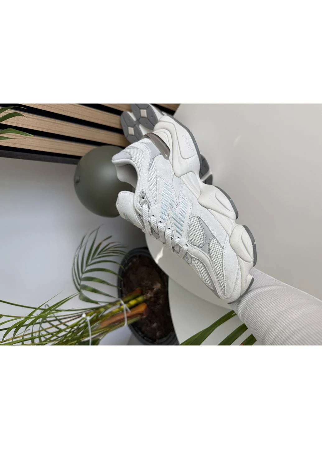 Белые демисезонные кроссовки мужские и женские new balance 9060 raincloud quarry blue | нью беланс 9060 белые No Brand