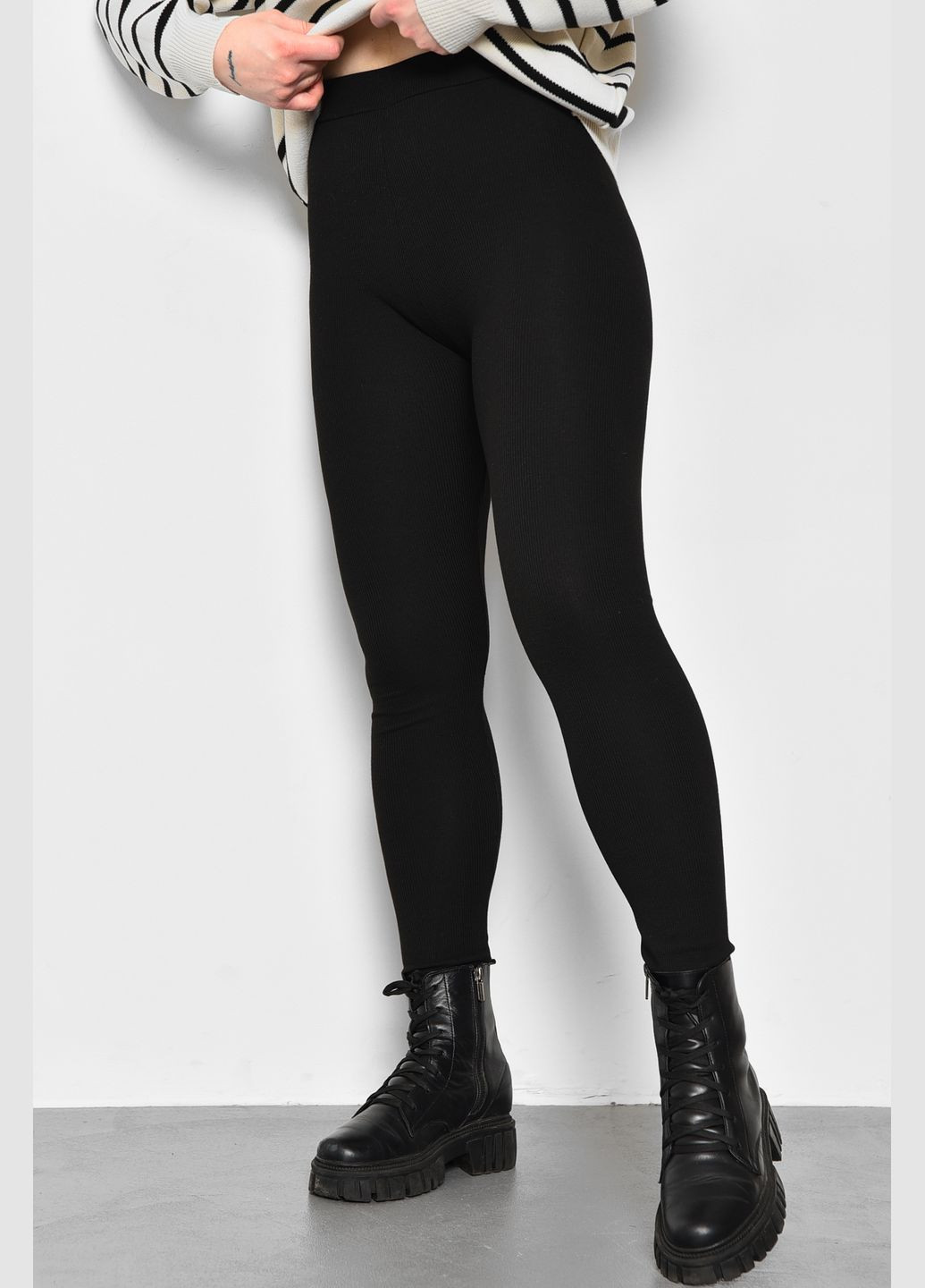 Лосини жіночі трикотажні чорного кольору Let's Shop (278274379)