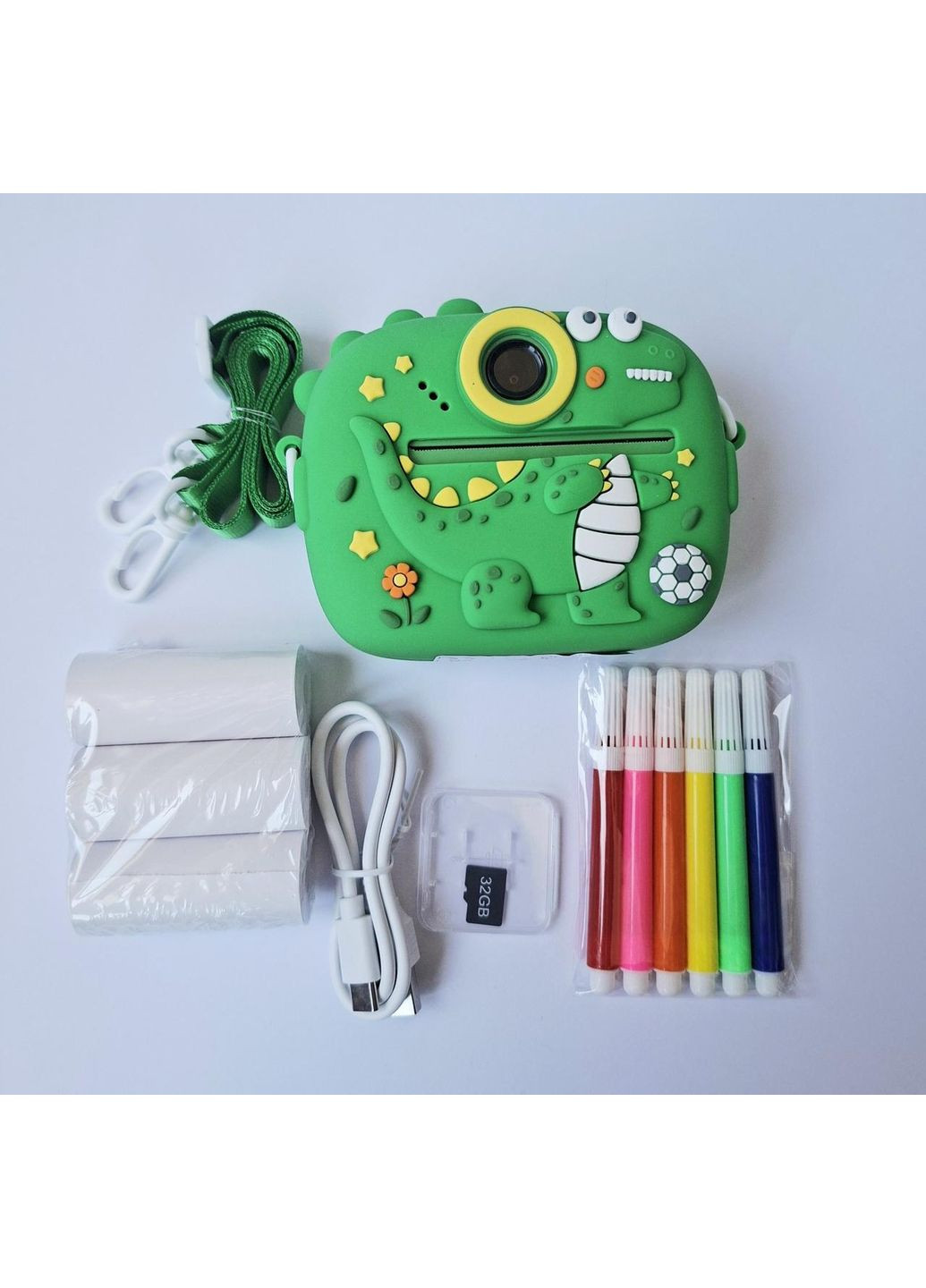 Детский фотоаппарат с моментальной печатью в форме Динозавр с мячом A-2345 No Brand (342118704)