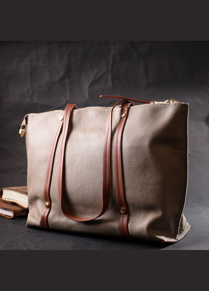 Двоколірна шкіряна сумка Vintage для документів з двома відділеннями бежевий (sku_22304) No Brand (329853210)