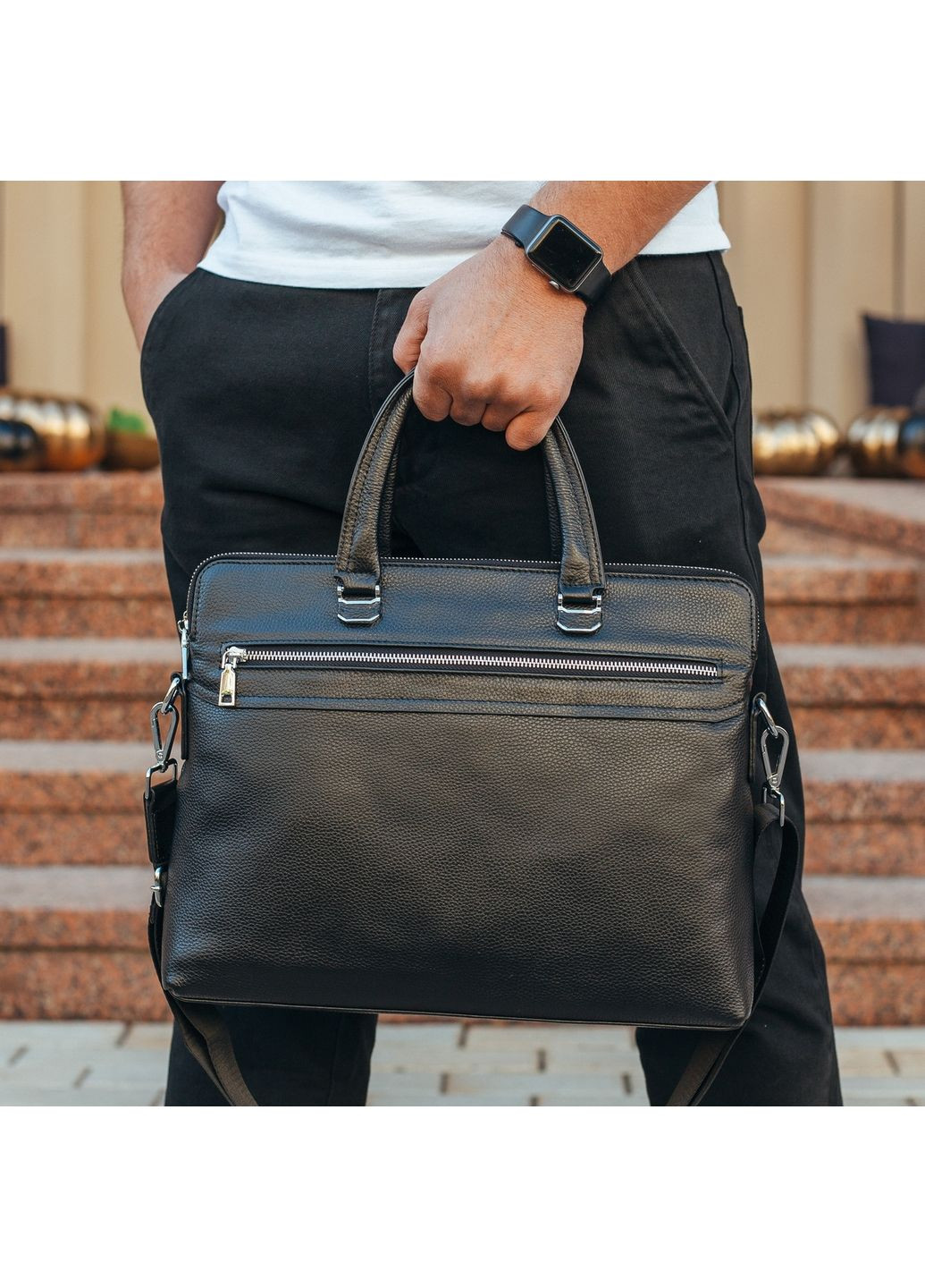 Чоловіча шкіряна сумка 30х38х8 см Tiding Bag (315872320)