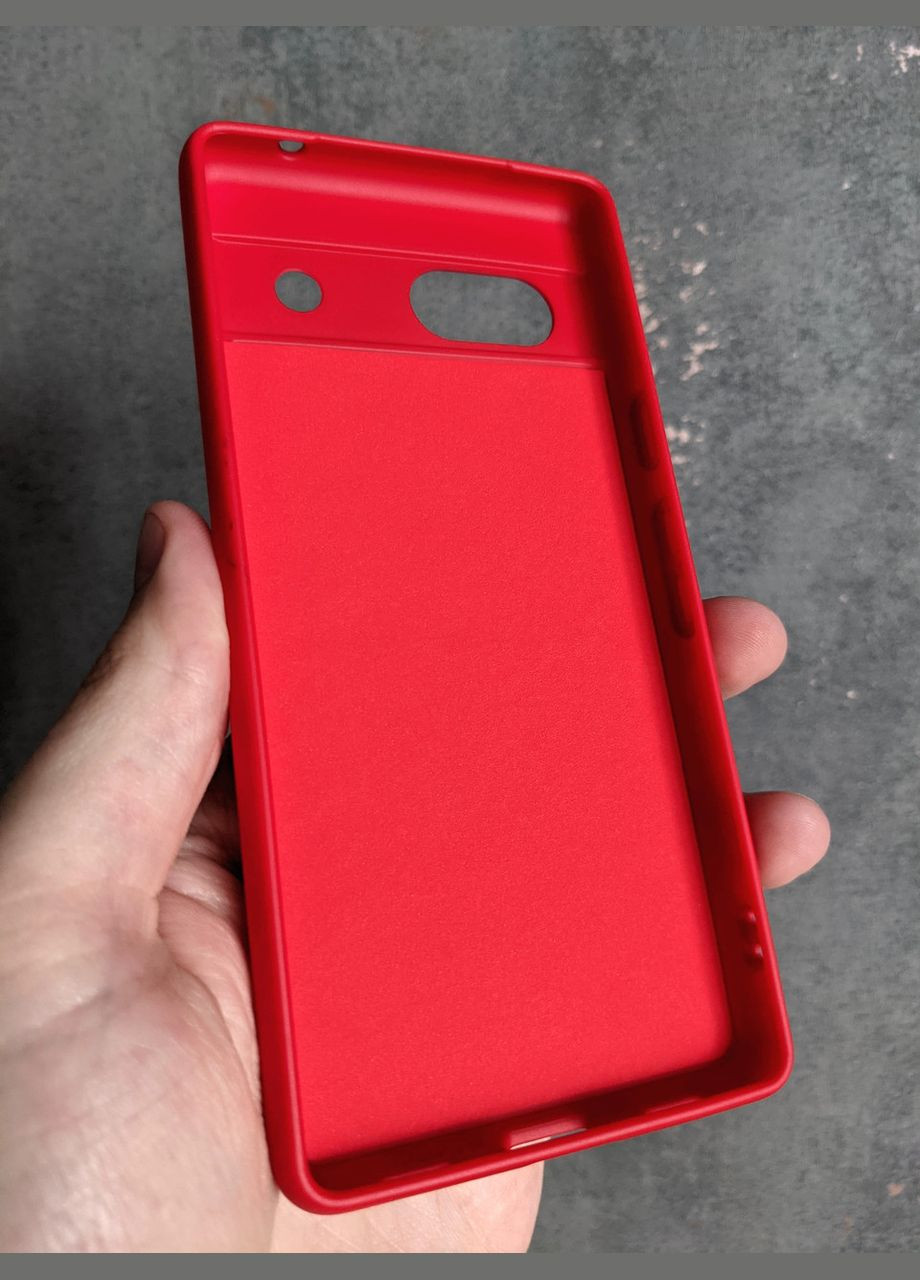 Силіконовий чохол для Google Pixel 7A Червоний матовий чохол з мікрофіброю на піксель 7А soft touch Silicone Case (322506843)