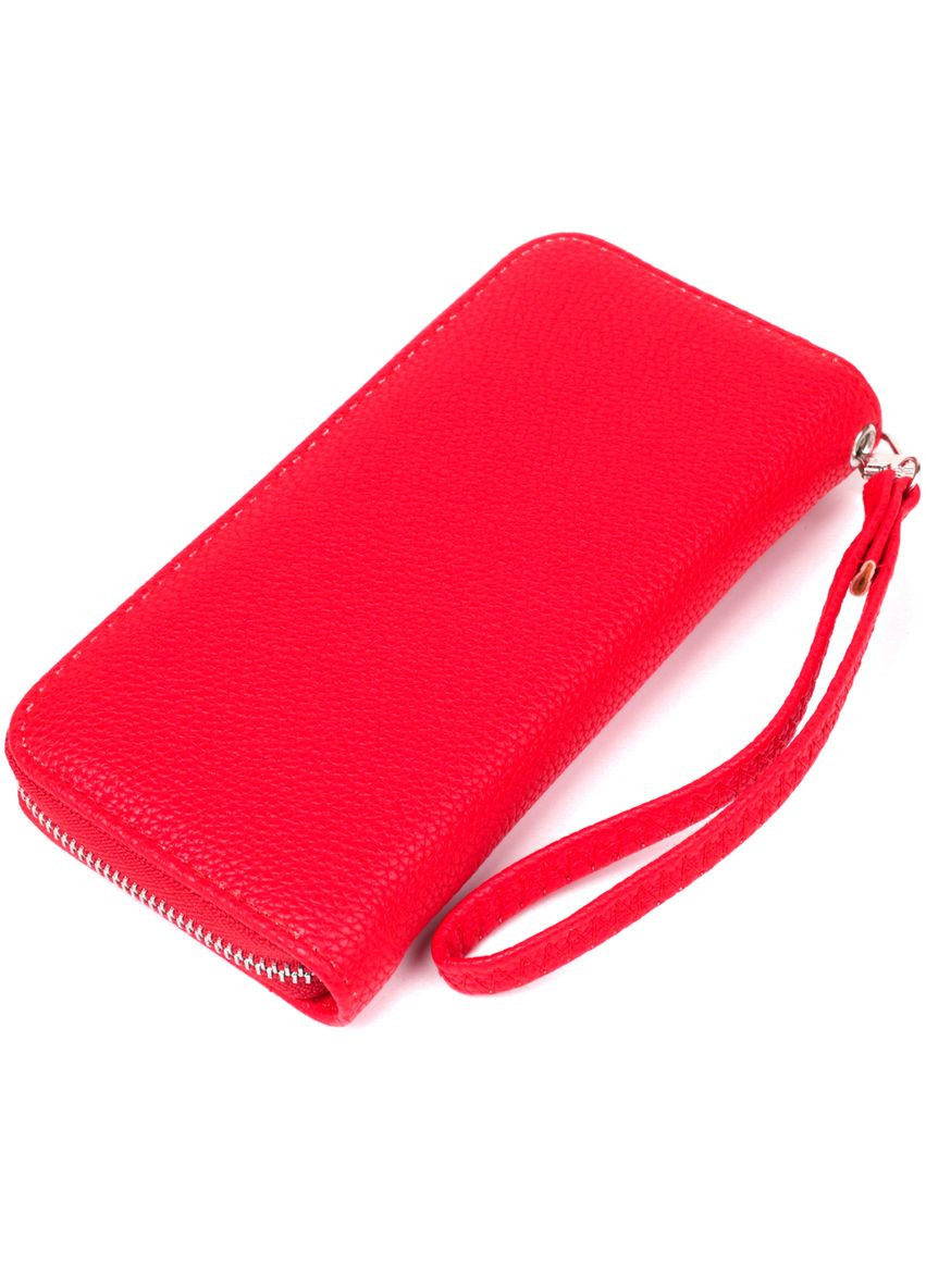 Жіночий гаманець на одну блискавку з екошкіри флотар із монетницею 19015 Червоний KIVI (306882007)