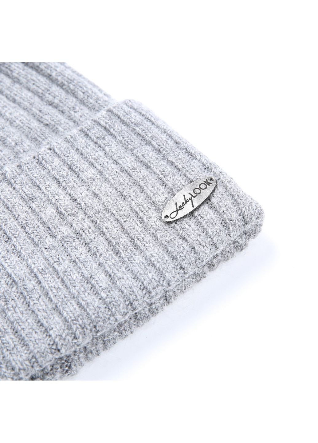 Шапка бини женская шерсть серая HARRIS LuckyLOOK 653-597 (362576579)