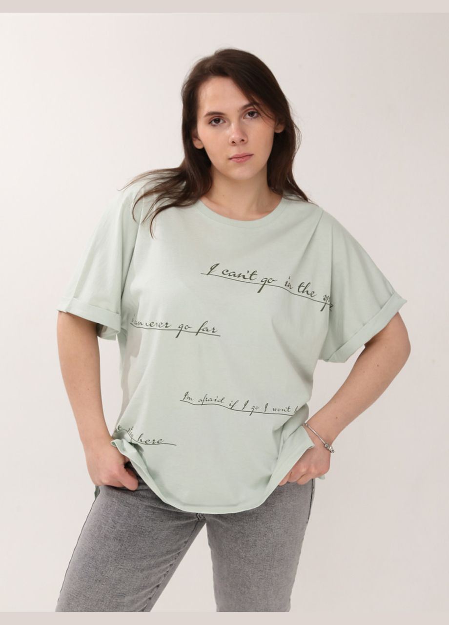 Футболка жіноча оливкова з написом великий розмір Whitney Вільна - (290254905)