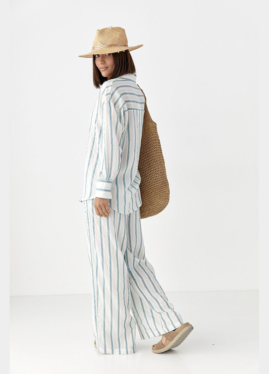 Летний костюм в полоску с брюками и рубашкой Lurex (336678807)