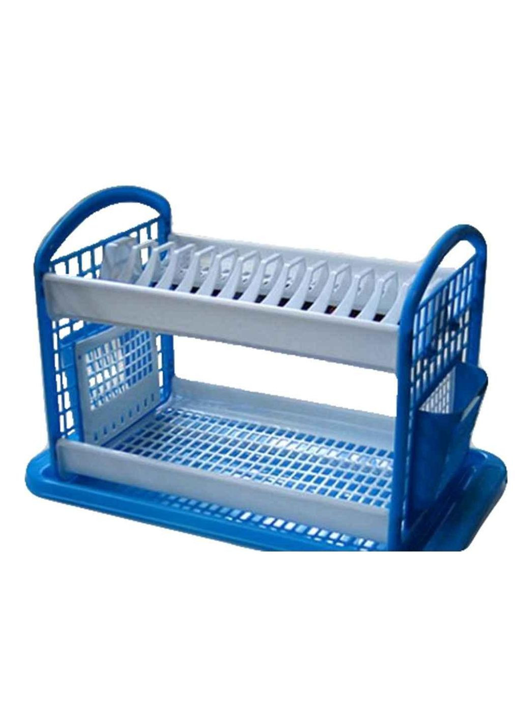 Сушарка пластикова для посуду з підд.(14тар) двоярусна (біло-блак) ТМ Консенсус (304641897)