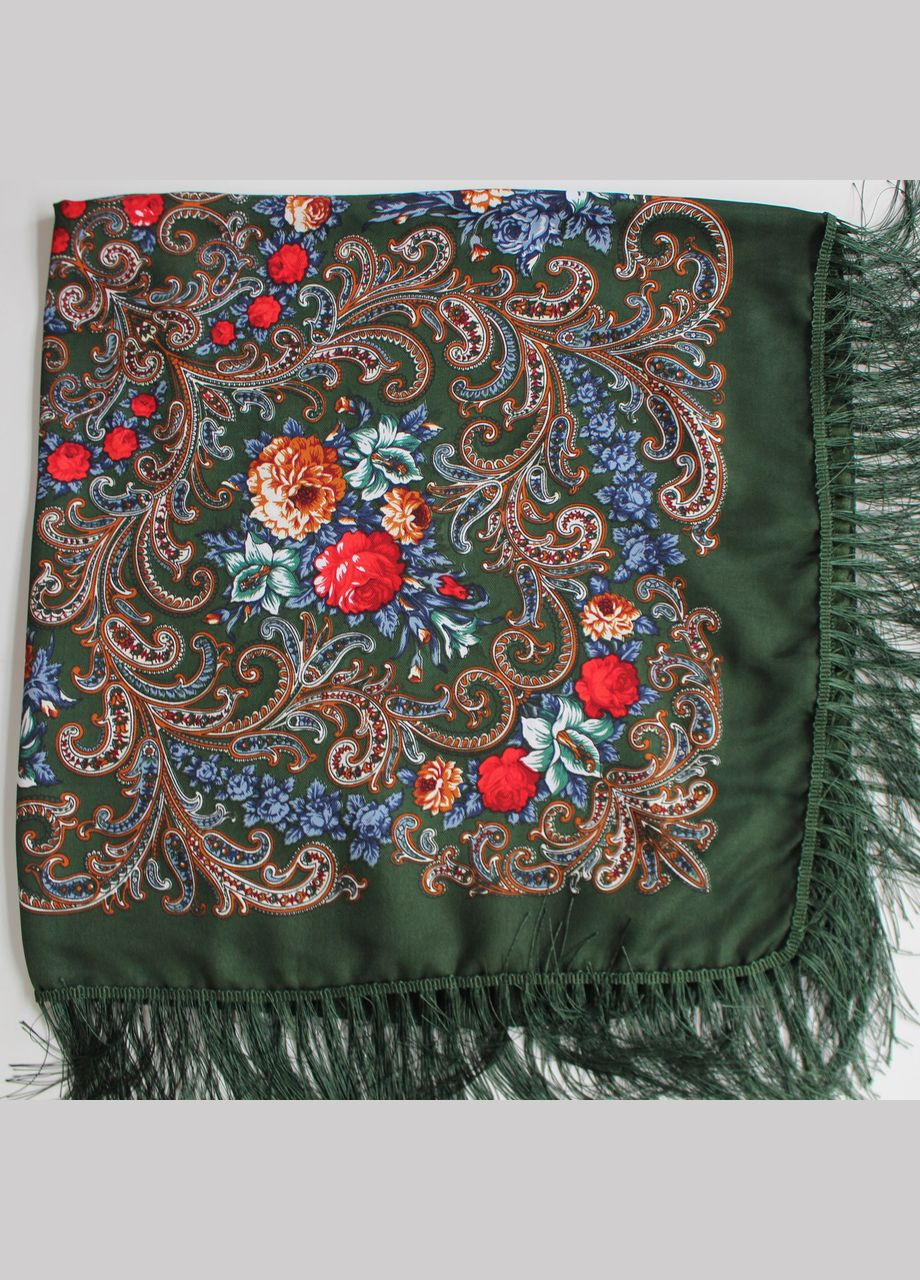 Платок народный "Букет лилий" Темно-зеленый 611019 Husta (322502493)