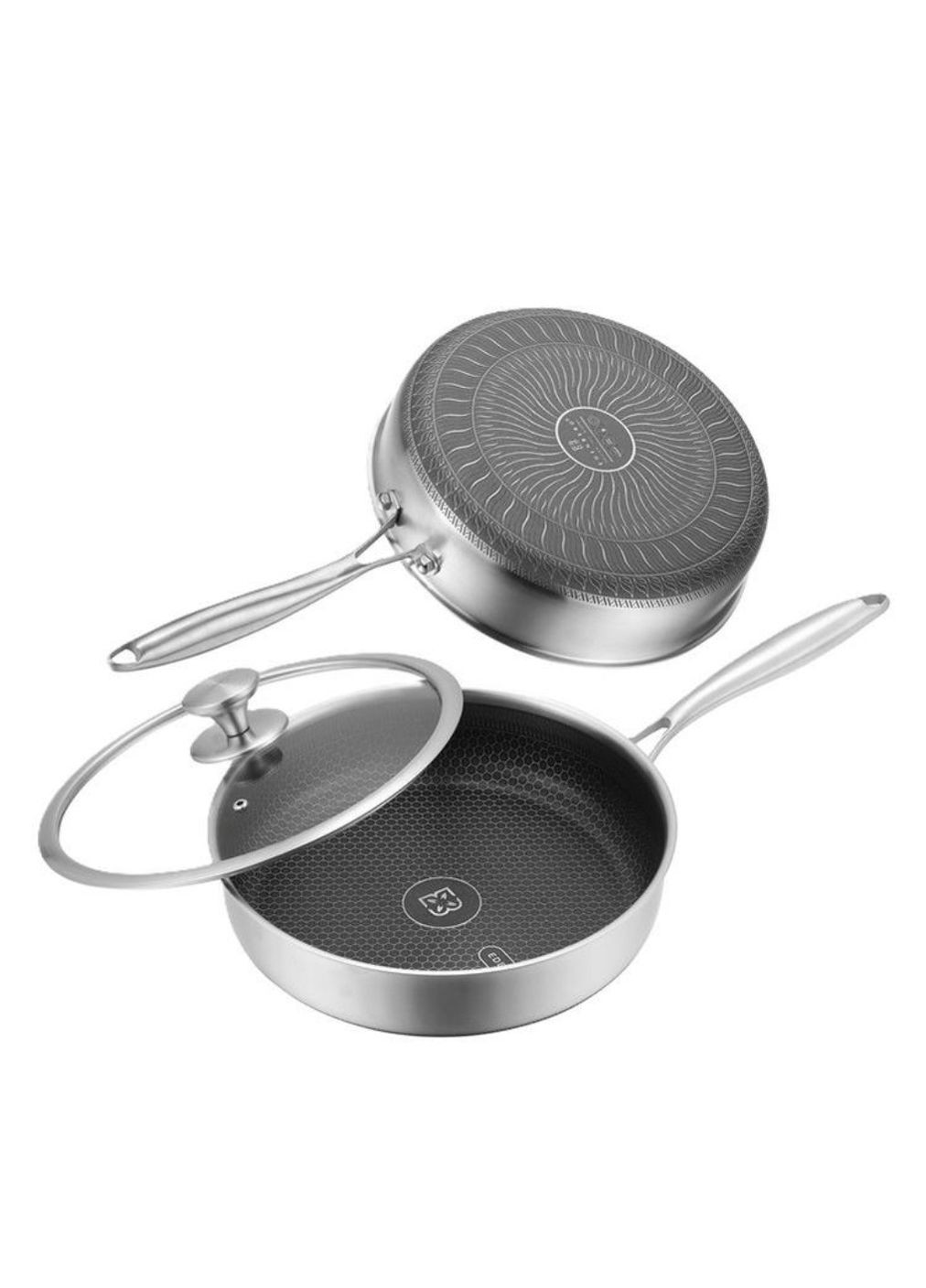 Сковорода с крышкой EB-13062 из нержавеющей стали 26x7 см (EB-13062) Edenberg (358199764)