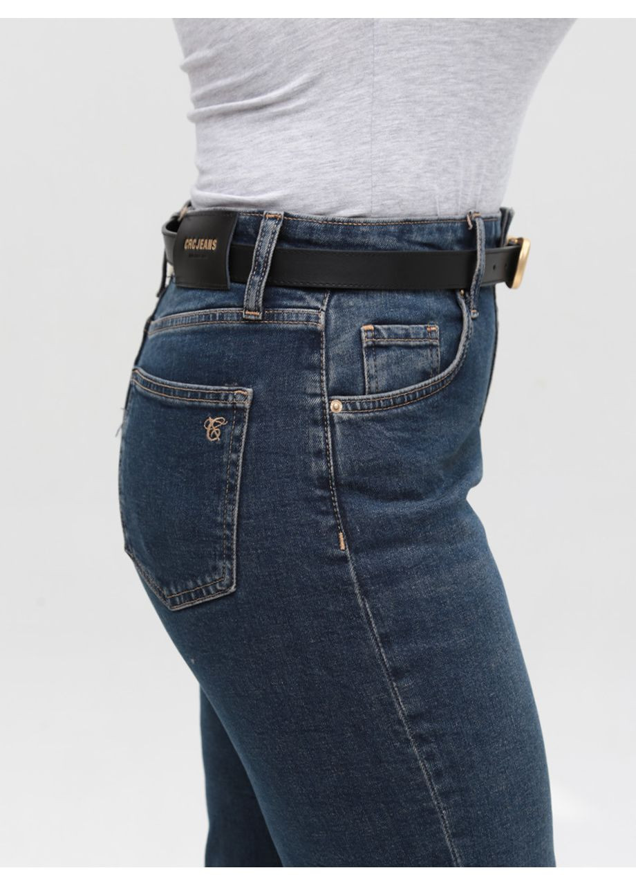 Джинси жіночі сині прямі МОМ великі розміри Мom regular Cracpot - (361855967)