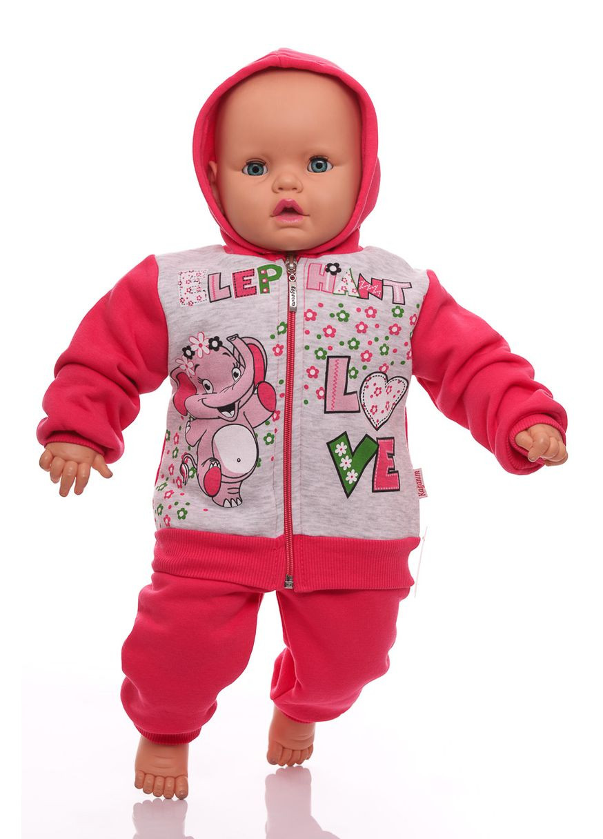 Розовый зимний костюм на флисе для девочки триотажный слоник розовый 68 см (34113) BABYKROHA