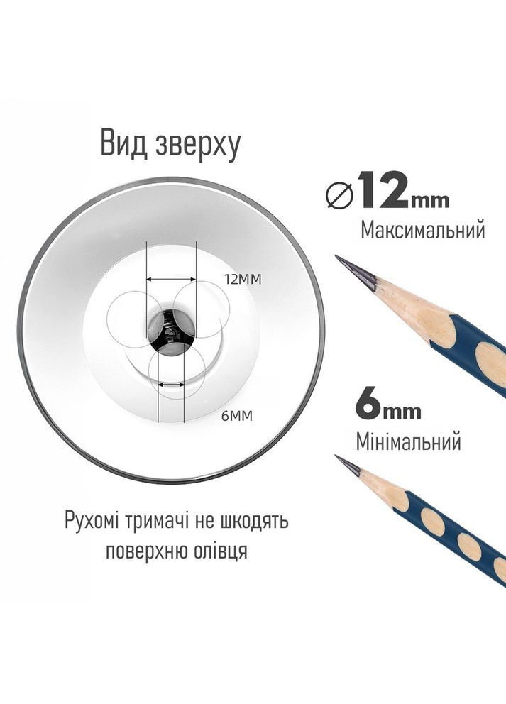 Точилка для олівців 8028 USB (6-12 мм) акумуляторна, біла Tenwin (327041831)