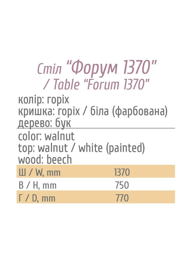 Обідній стіл Форум-1370 Меблі Сервіс Венге/Білий Mebel Service (301839005)