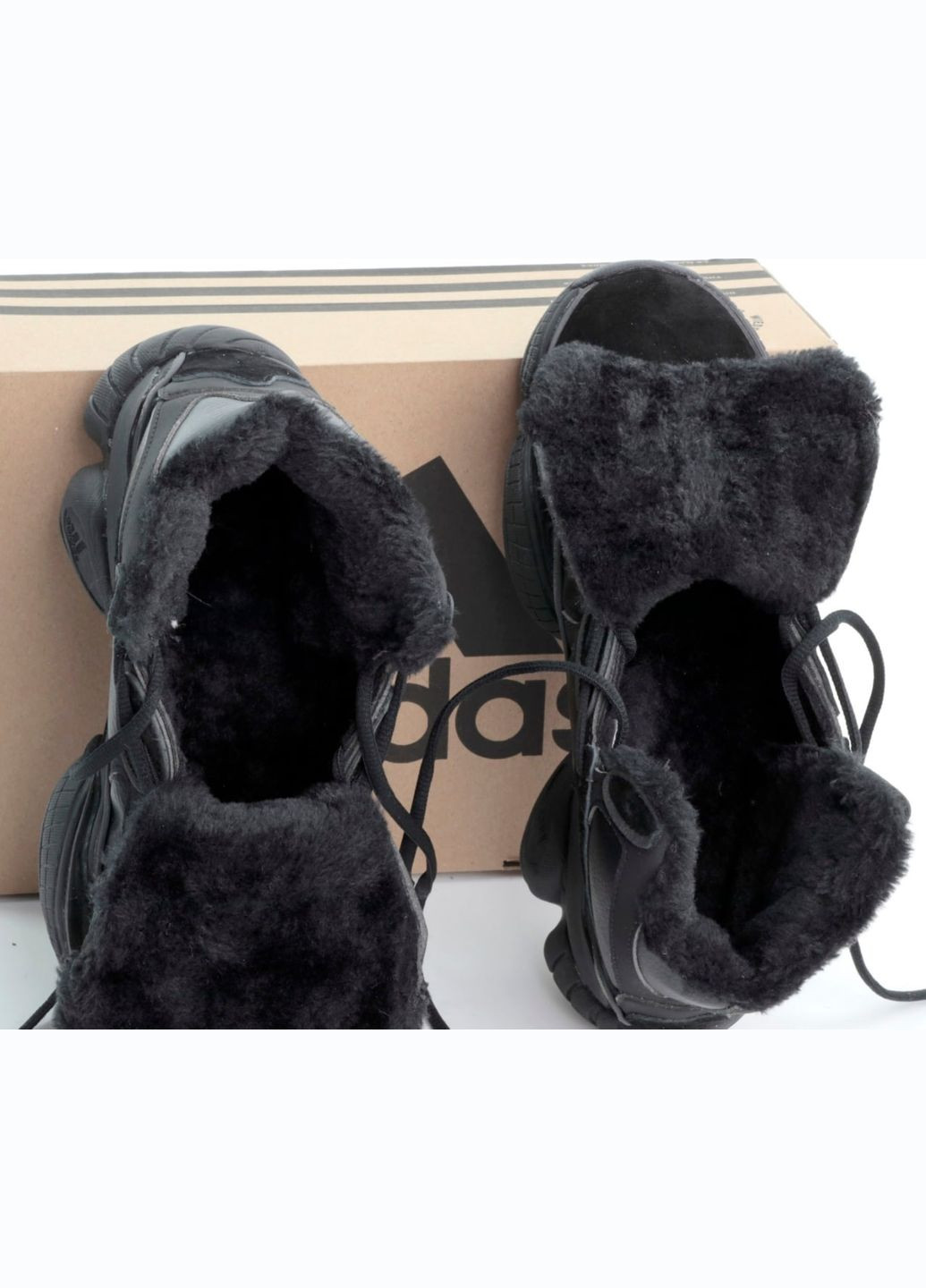 Чорні Зимовий кросівки зимові чоловічі adidas yeezy boost 500 high winter fur black | адідас ізі буст 500 високі чорні з хутром No Brand
