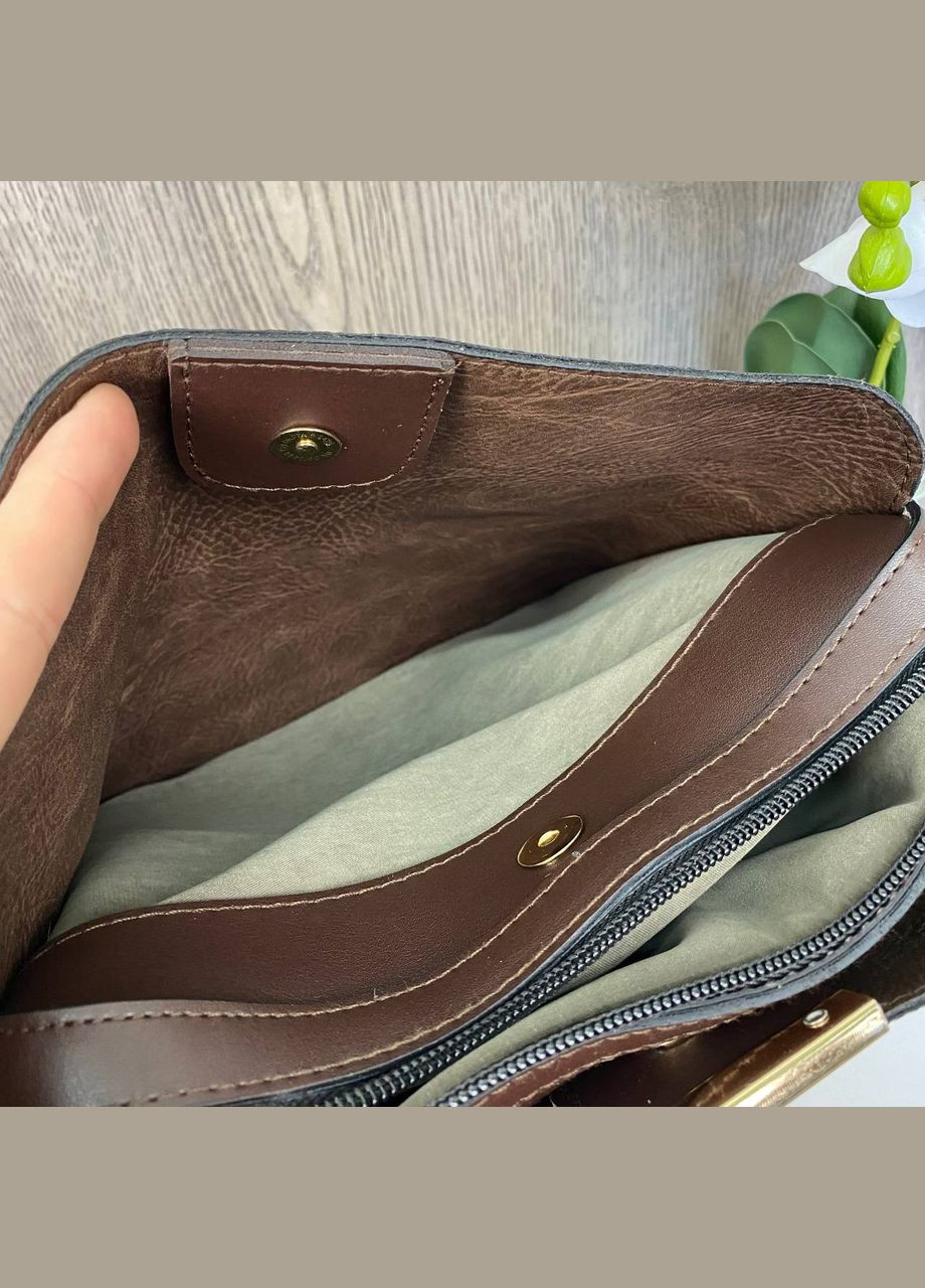 Женская городская сумочка с широким ремешком Коричневый (1096ДКк) No Brand сумка (338431518)