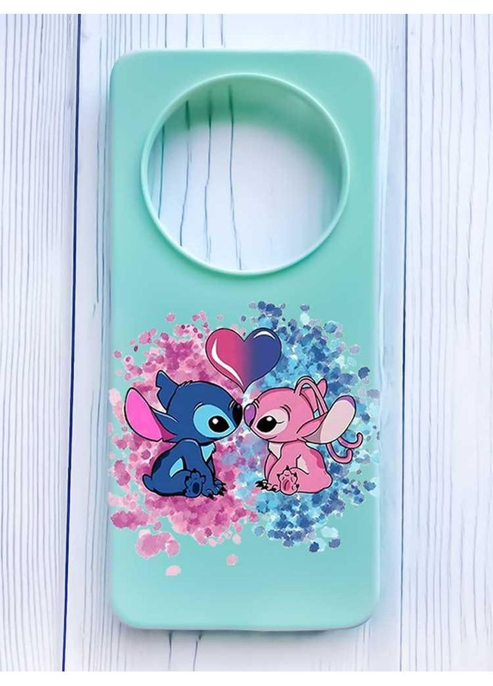 Матовий бірюзовий чохол на Xiaomi Redmi 14C/Poco C75 Стіч і Ангел (принт 391) Creative (355387604)