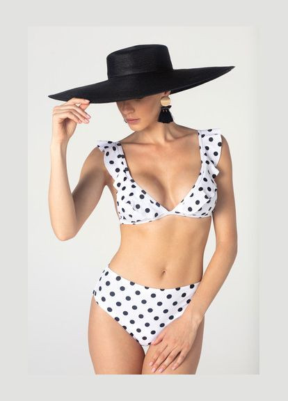 Белый демисезонный женский купальник в горохе (арт.6067) No Brand