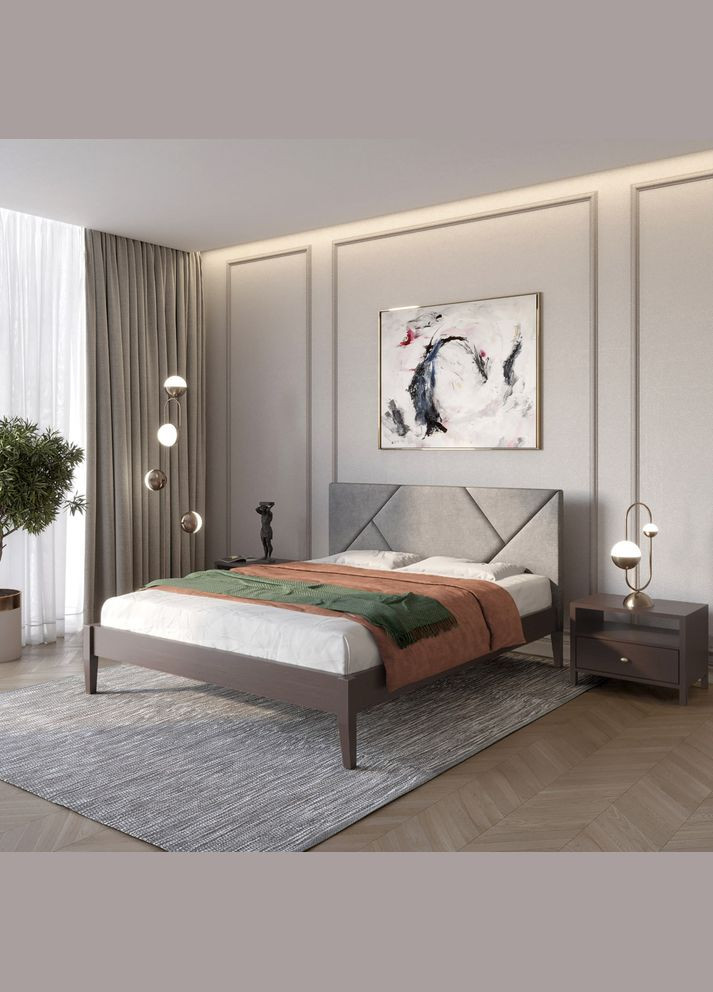 Двоспальне дерев'яне ліжко Нью-Йорк ДК Венге/Аляска 93 (Сірий) 140х200 см (MBG-10337) Mebigrand (366027943)