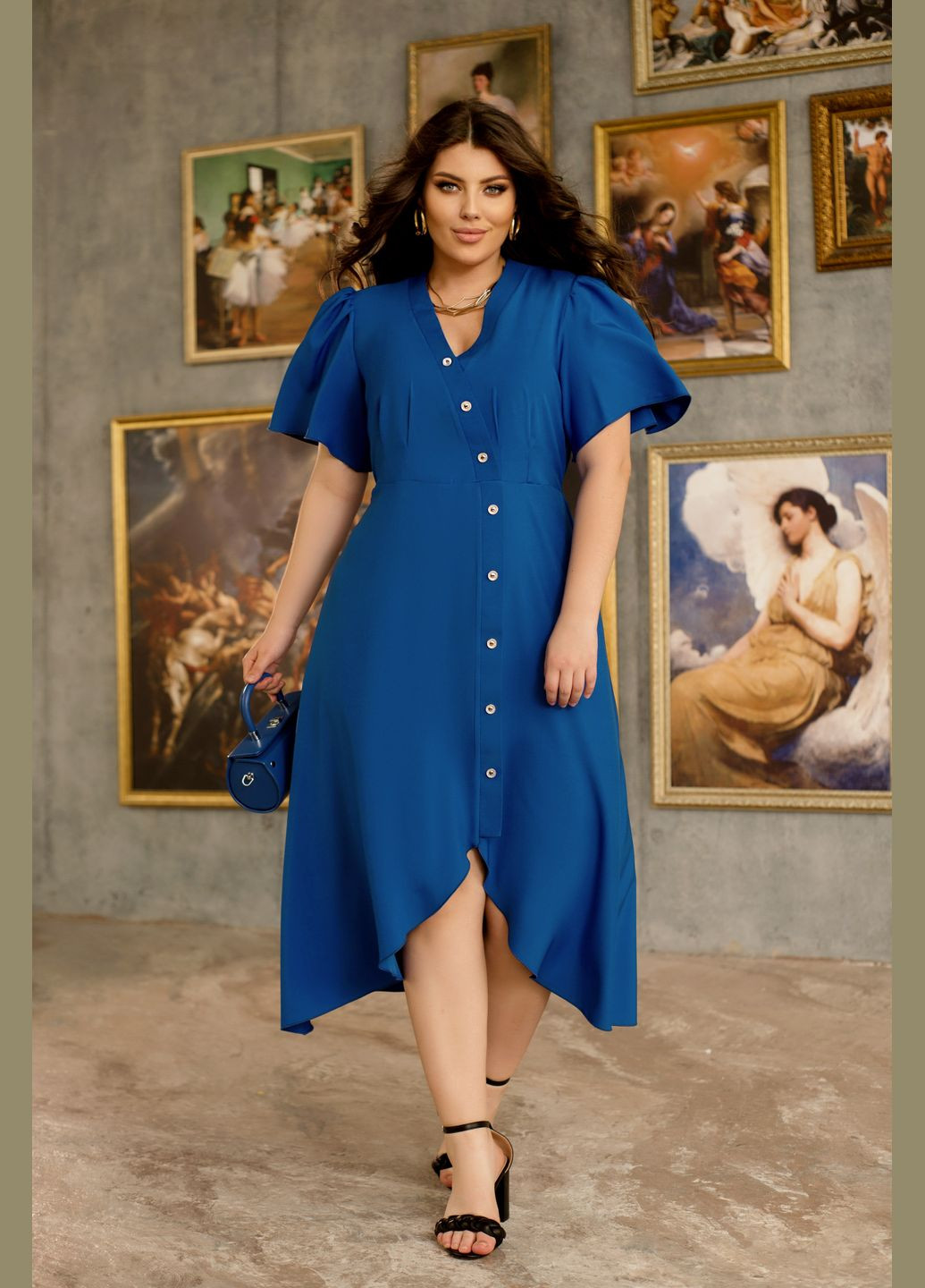 Синя повсякденний сукня-сорочка сорочка No Brand однотонна