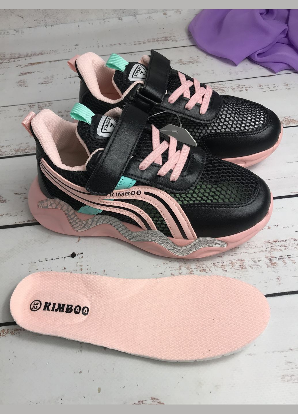 Чорні всесезонні кросівки дитячі для дівчинки kimbo-o чорний (102) Kimboo
