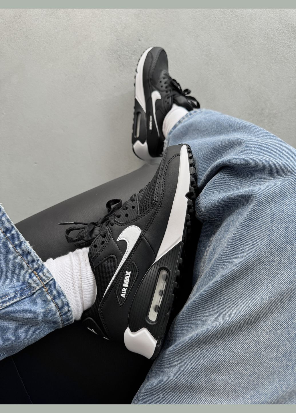 Чорно-білі Осінні кросівки чоловічі і жіночі nike air max 90 black white | найк аір макс 90 чорно-білі No Brand