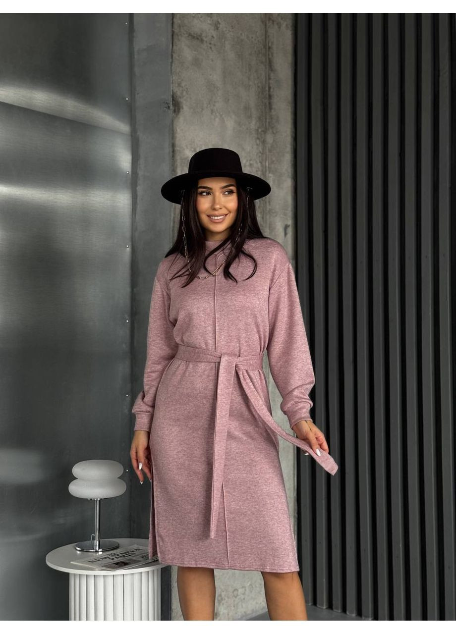 Пудровое повседневный, кэжуал платье No Brand однотонное