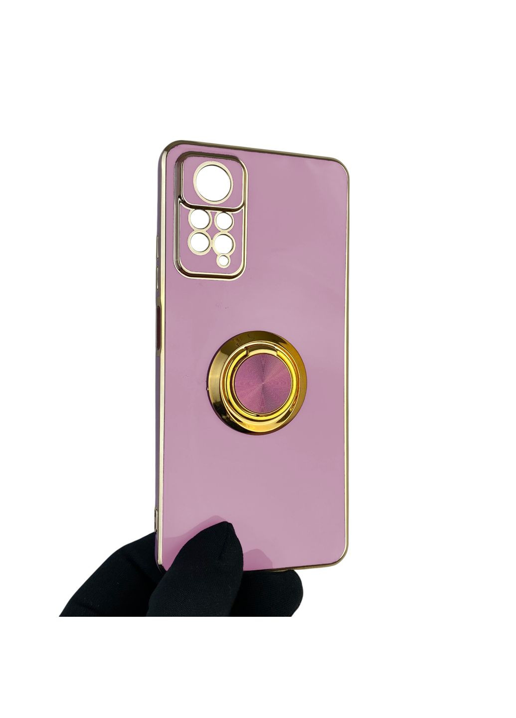 Чохол для Redmi Note 11 Pro 4G з кільцем-підставкою із золотою окантовкою на сяомі редмі нот 11 про чорничний gs1 Xiaomi (366233574)
