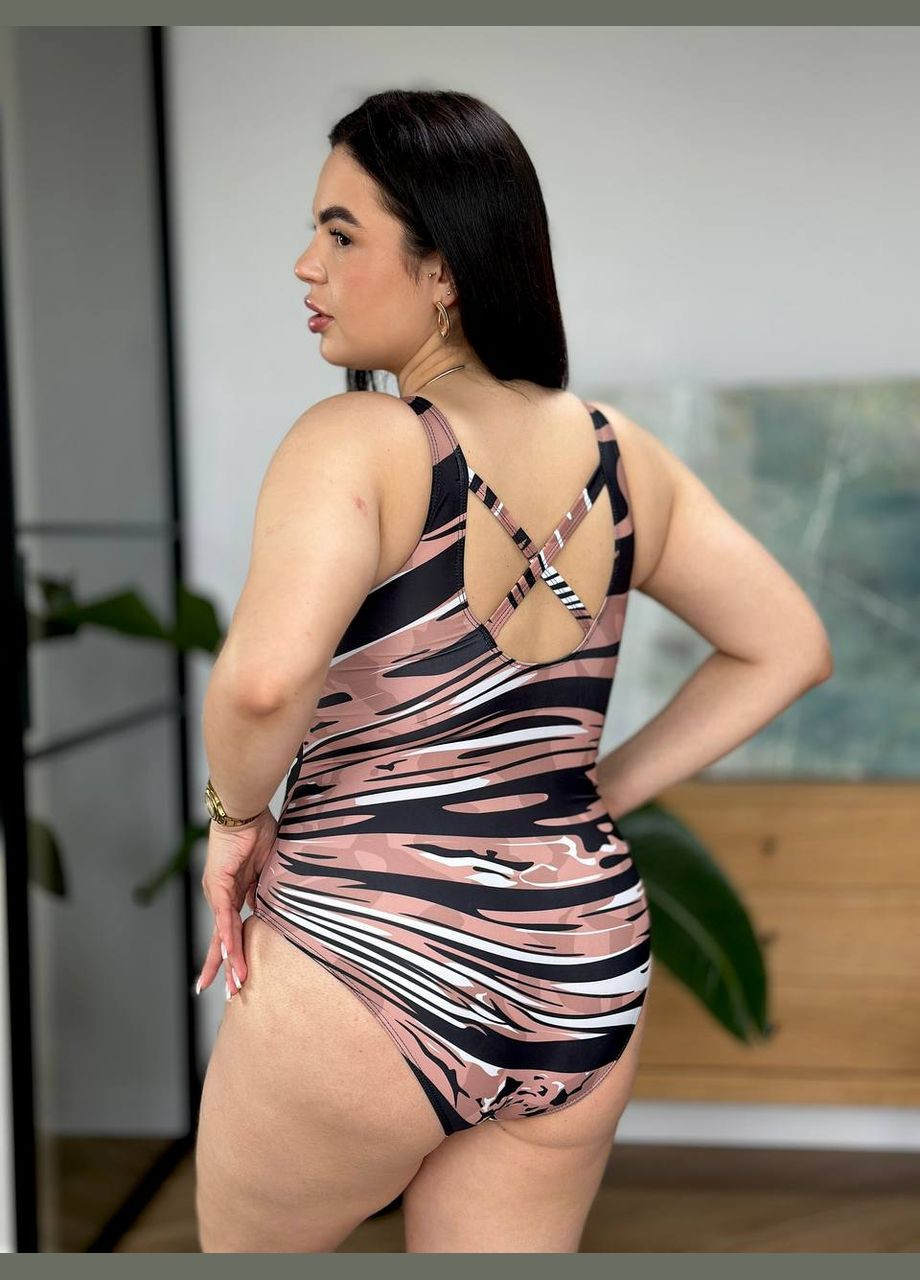 Комбинированный летний стильный купальник с комфортной посадкой и хорошей спинкой слитный Vakko