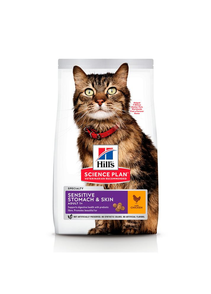 Сухой корм для котов Hill's Sensitive Stomach & Skin Chicken с курицей 300 г 604074 HILLS (266274213)