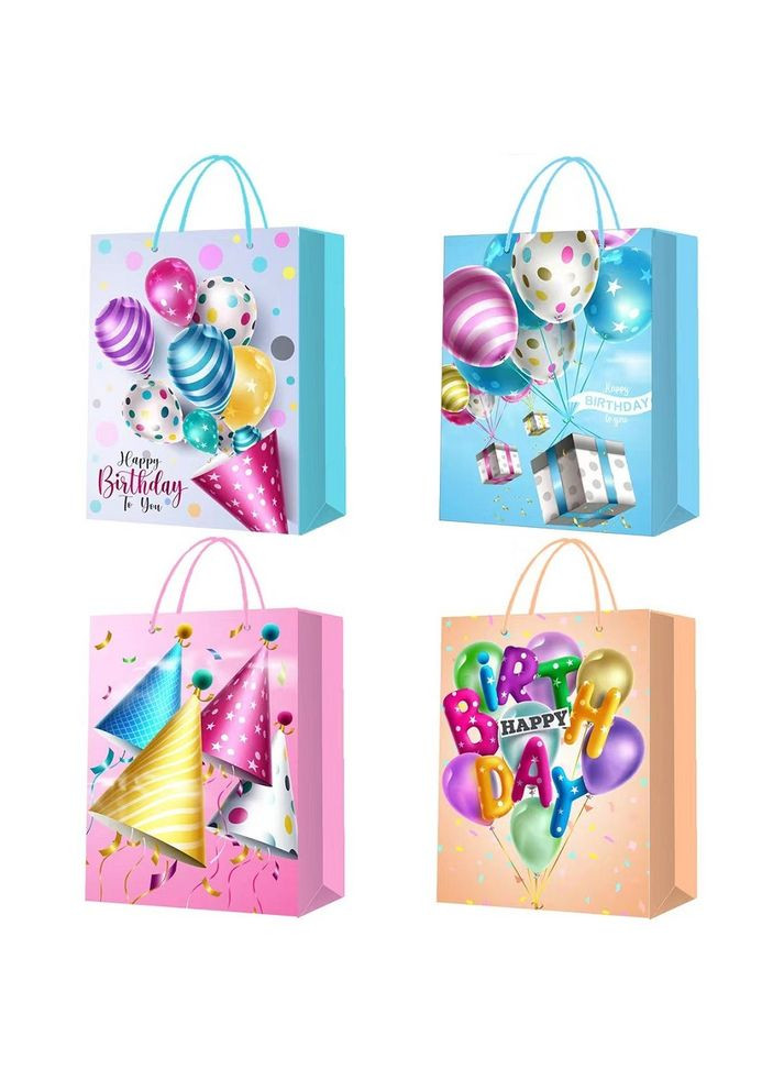 Пакет подарунковий паперовий M "Happy birthday 3D" 26*32*12см Home (311851381)