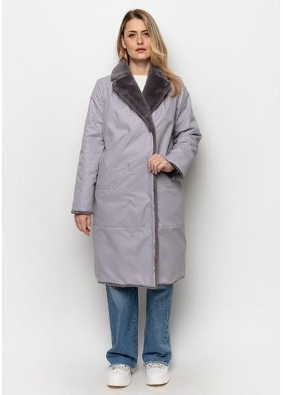 Роскошное Эко-Меховое Пальто 1103M-C Муссон/ Кварц SAM S Samange (367724731)