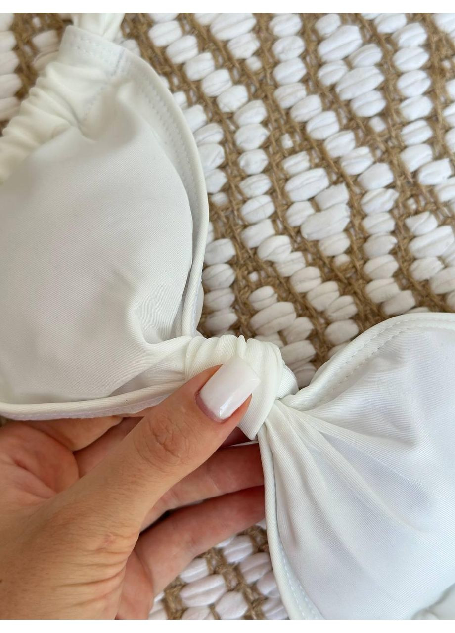 Білий літній жіночий роздільний купальник із зав’язкою на грудях / жіночий бікіні білий з топом на широких бретелях / жіночий купальник No Brand