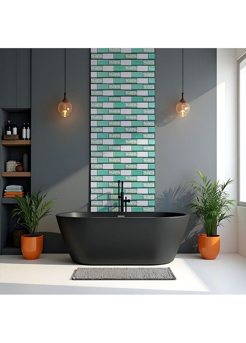 Декоративна ПВХ панель 960х480х4мм Цегла зелена орнамент SW-00001429 No Brand (357118902)