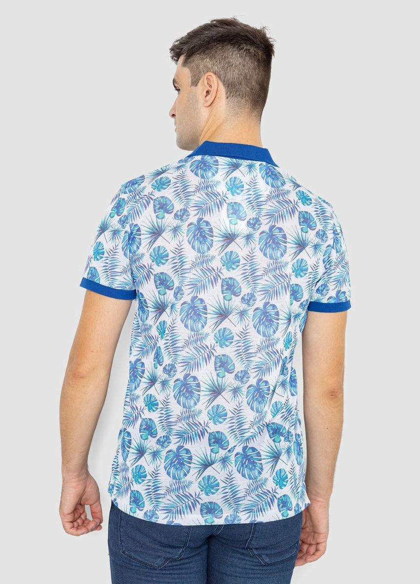 Молочна поло чоловіче з принтом синьо-молочне розмір l (sku_247r311) з коротким рукавом No Brand