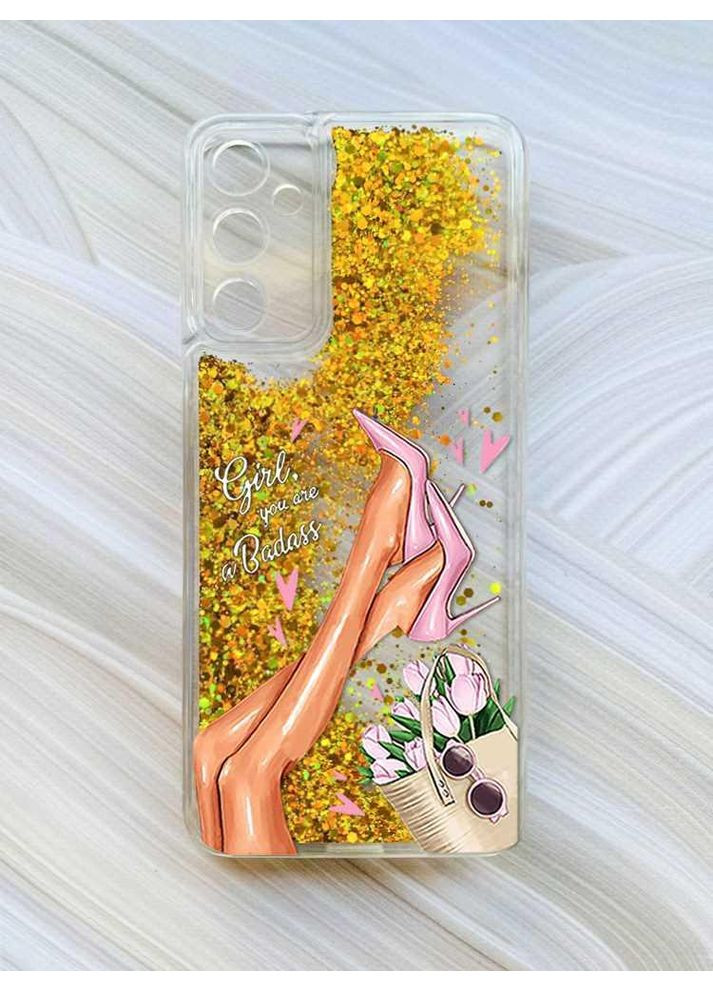 Чохол з плаваючими блискітками на Samsung Galaxy A24 (A245) Золотий:: Ніжки (принт 62) CASE CONTROL (360707818)