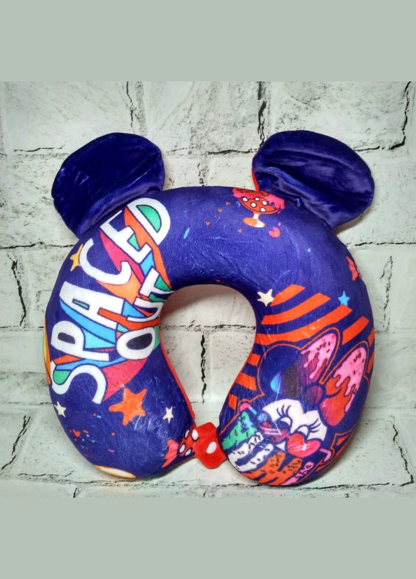 Подушка для подорожей під шию з пам'яттю Міккі 29х26х8 см Синя No Brand (341325888)