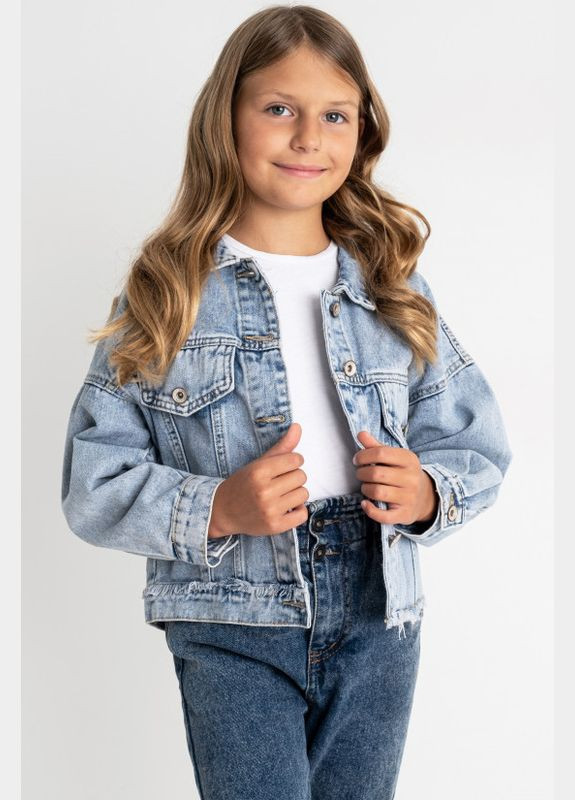 Піджак дитячий для дівчинки джинсовий блакитного кольору Let's Shop (292251656)