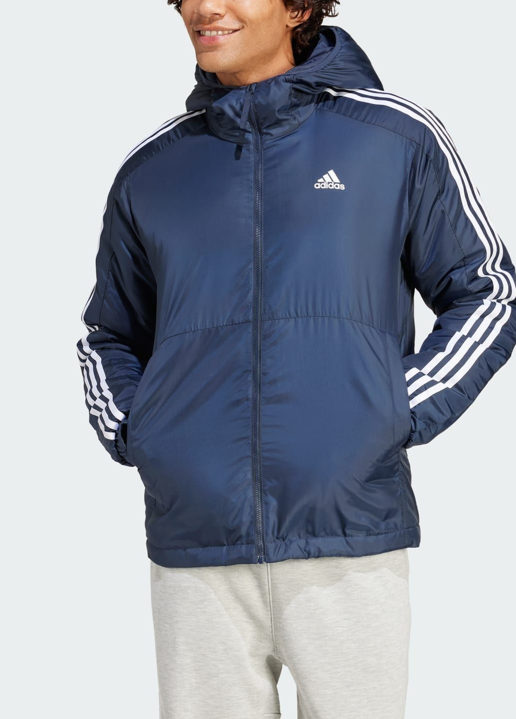 Синя демісезонна куртка essentials 3-stripes insulated adidas